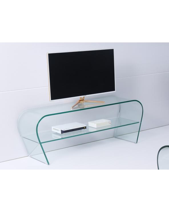 Nieuwheid Defecte Jaarlijks Gebogen glazen TV-meubel met plank Arika 115 cm