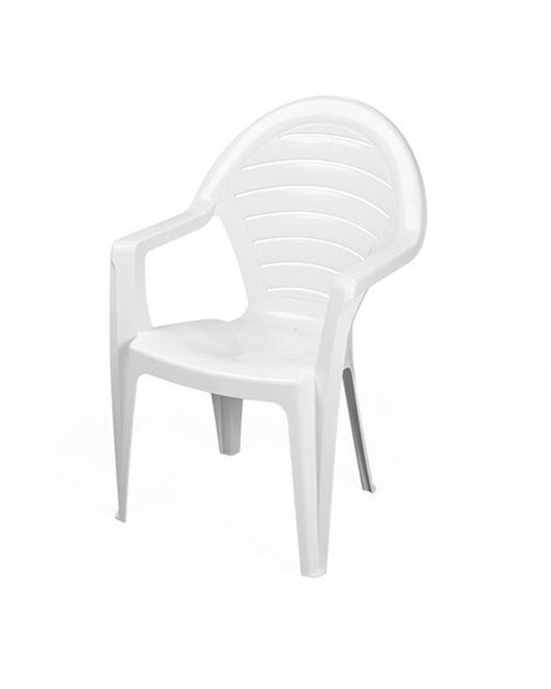 Set de 100 sillones blancos FARO, apilables y monoblock