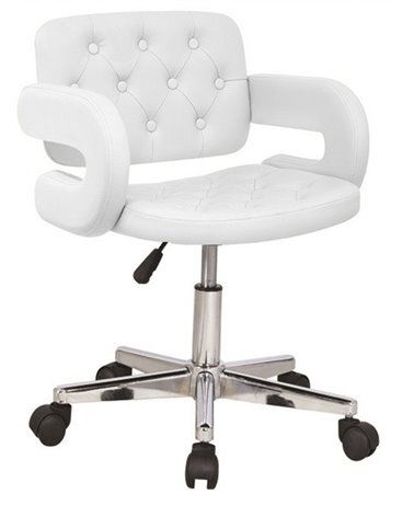 Set de 2 Sillones PARADISE giratorio, cromado y tapizado blanco