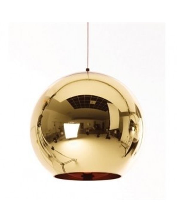 Lámpara de techo HUGO de cristal, dorada, 30 cm de diámetro