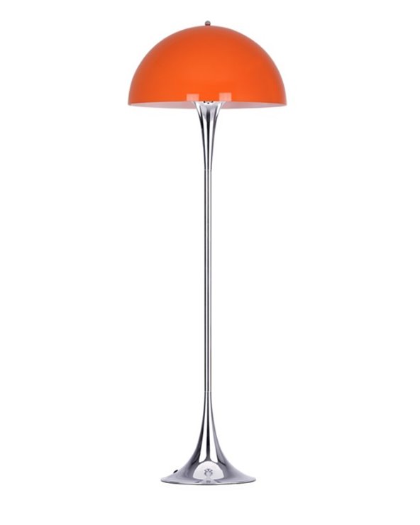 Lámpara de pie VEYPA, metal, cromada, naranja