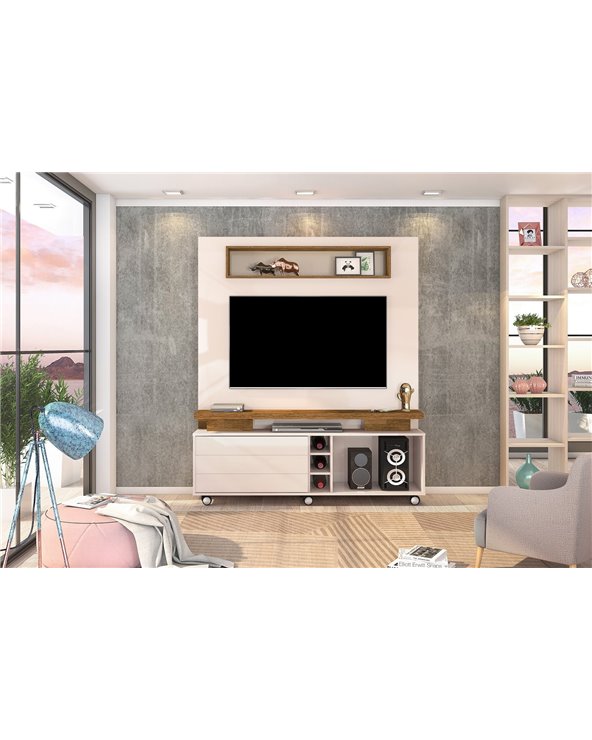 Mueble y Panel para TV - Home theater QUEBEC, madera, blanco roto, 150 cm
