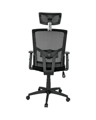 Sillón de oficina ESTAMBUL, ergonómico, basculante, malla negra, asiento tejido negro