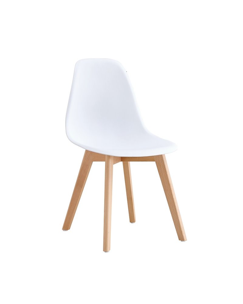 Silla MARAIS, madera, polipropileno blanco