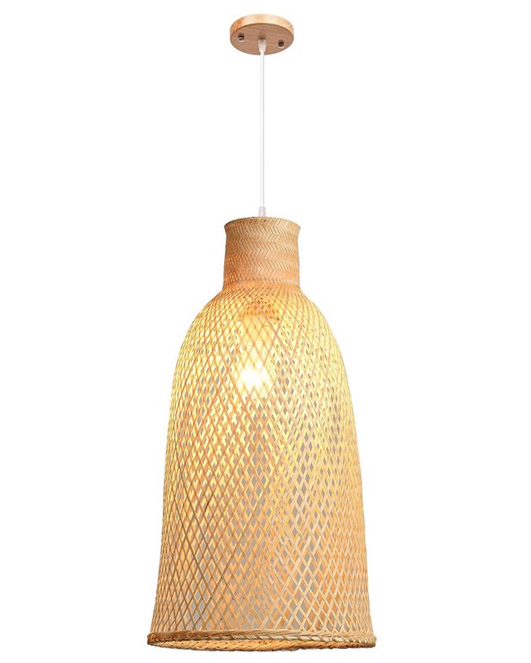 Lámpara PAPUA, colgante, pantalla de bambú natural trenzado