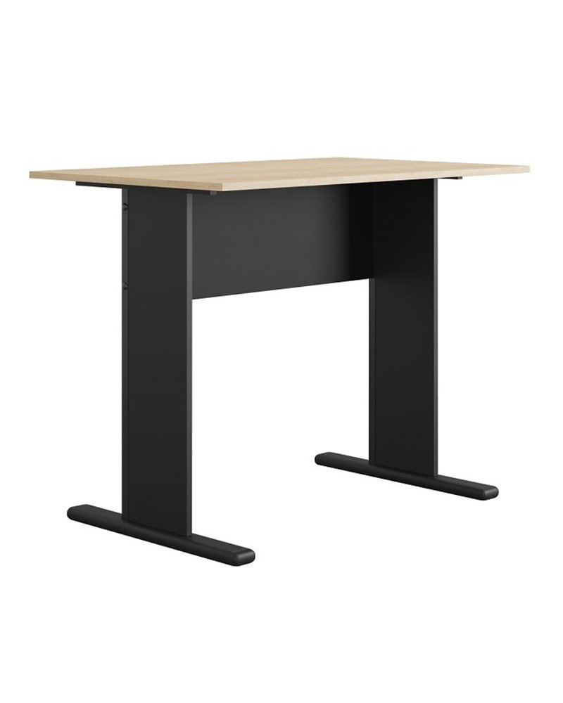 Mesa de oficina WORK, metal, bilaminado natural y negro 90 x 60 cms