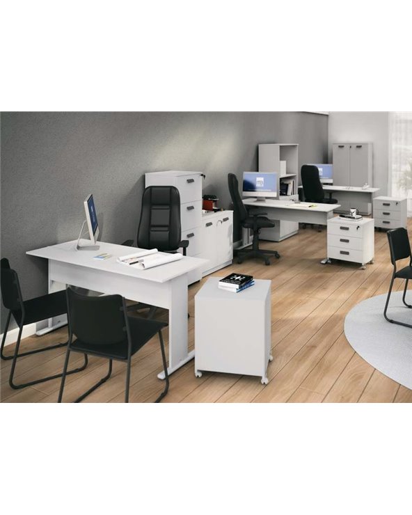Mesa de oficina WORK, metal, bilaminado color platino 150 x 60 cms
