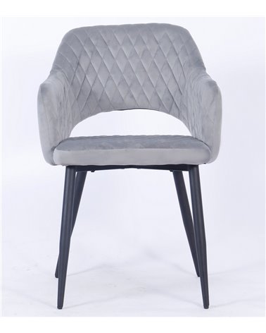 Sillón HONORIO, metal, tapizado velvet 19 gris