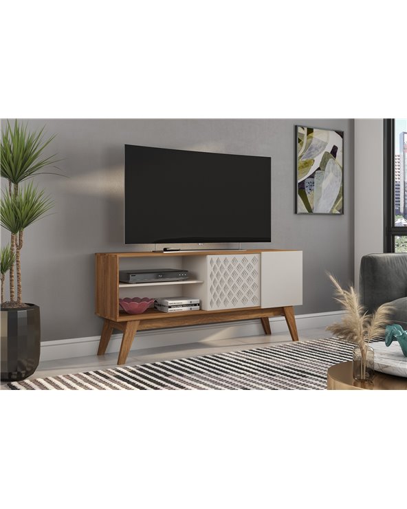 Mueble TV PREMIUM, matte y blanco roto, 150 cms.