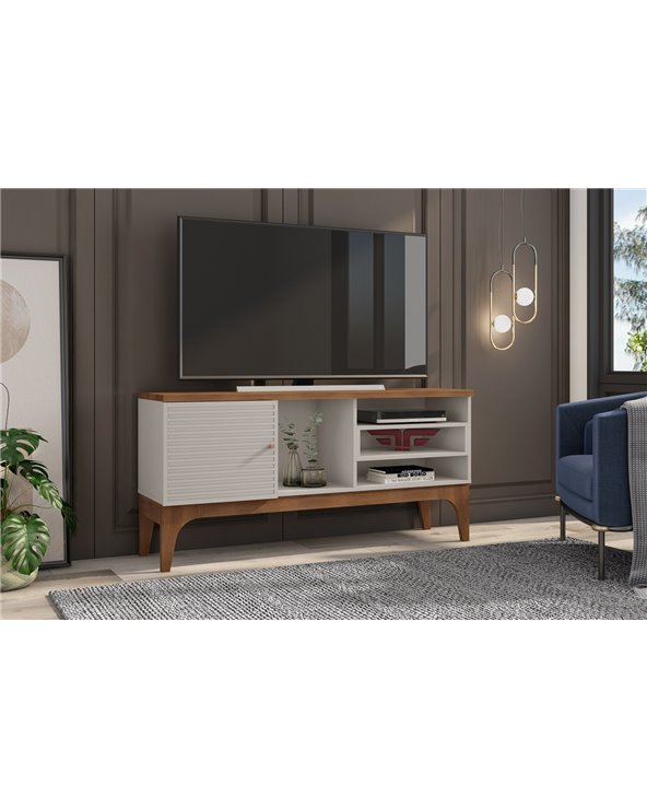 Mueble TV VENEZA, blanco roto y matte, 136 cms.