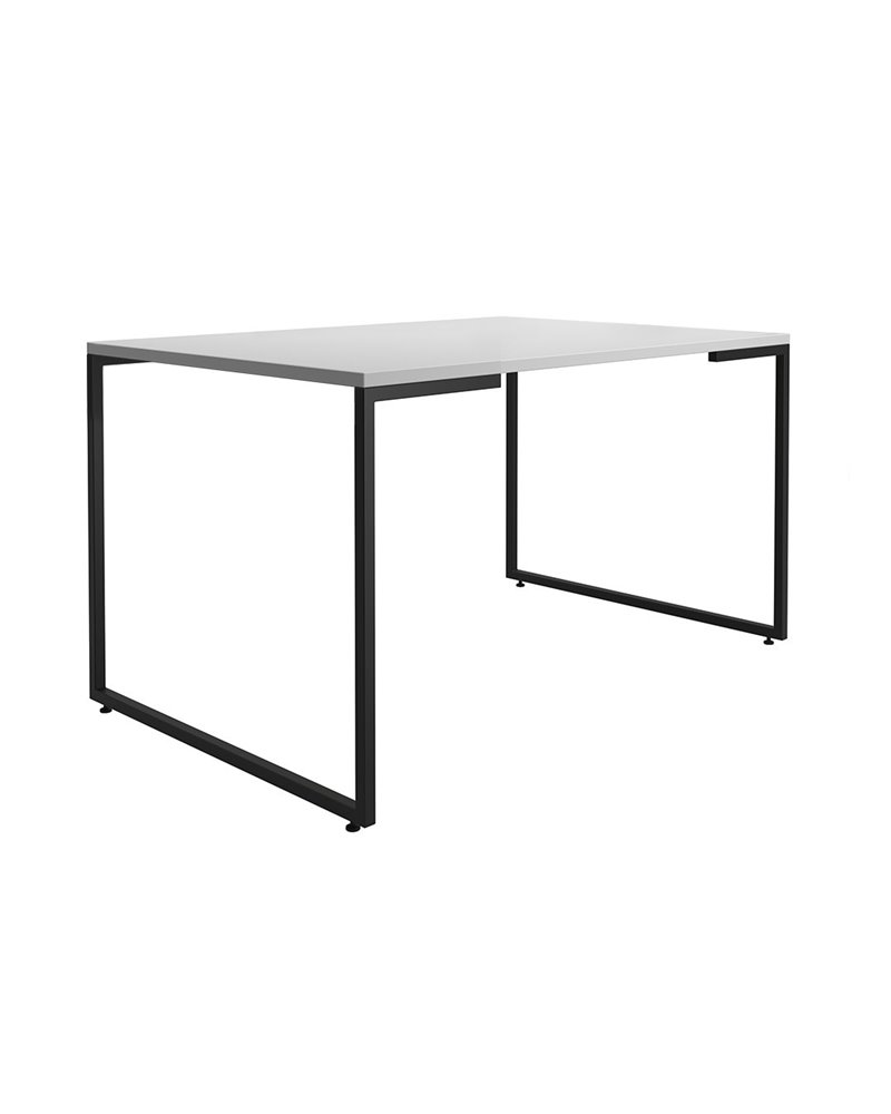 Mesa PORTO 135, metal negro, tapa MDP color blanco, 135 x 90 cms