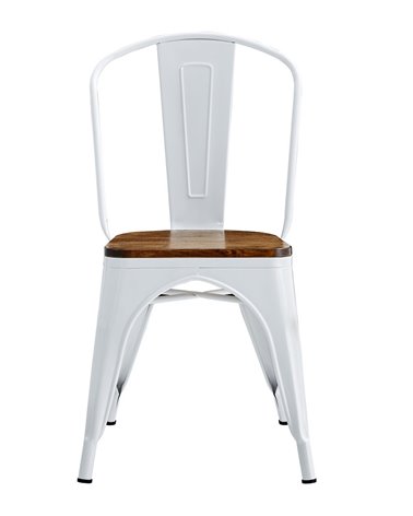 Silla TOL EK WOOD, acero, blanca, asiento madera