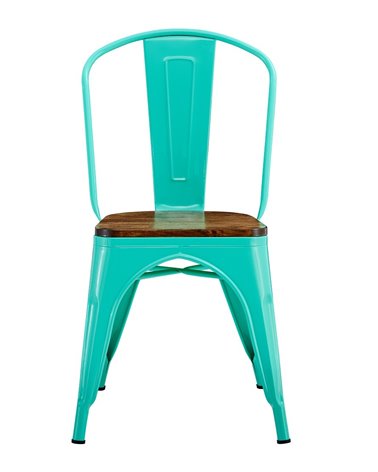 Silla TOL EK WOOD, acero, verde agua, asiento madera