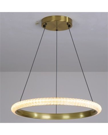 Lámpara BERKA 40, colgante, aluminio, dorada, acrílico, led