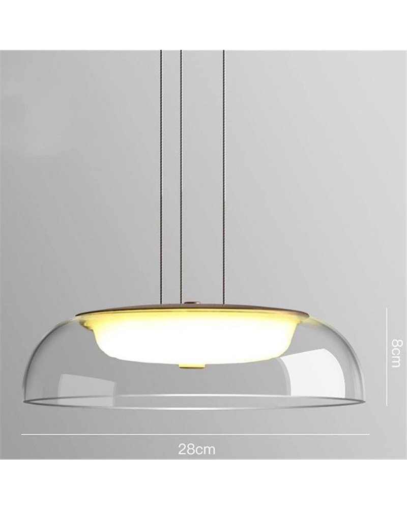 Lámpara WITTEN H80, colgante, metal, cristal, led