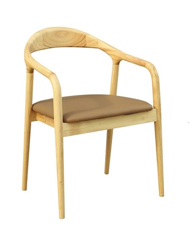 Sillón BALCANES, madera de haya, natural, similpiel marrón