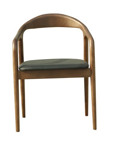 Sillón BALCANES, madera de haya, nogal, similpiel negro