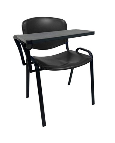 Set de Silla NIZA con pala de escritura, asiento y respaldo plástico negro
