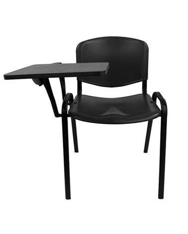 Set de Silla NIZA con pala de escritura, asiento y respaldo plástico negro