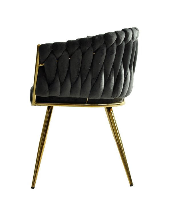 Sillón KING, metal dorado, tapizado velvet gris oscuro