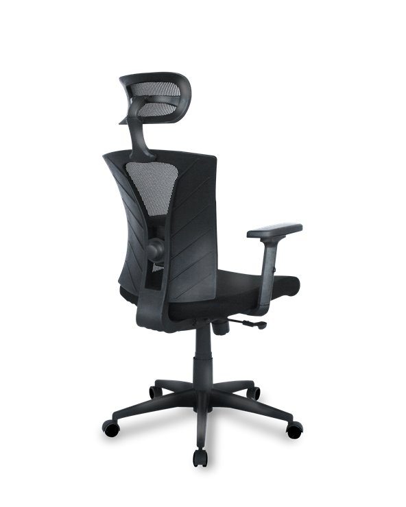 Sillón de oficina BRASILIA, ergonómico, syncro, malla negra, asiento tejido negro