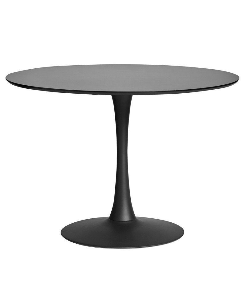 Mesa TUL (TO), base de metal, tapa lacada negra, 100 cms de diámetro