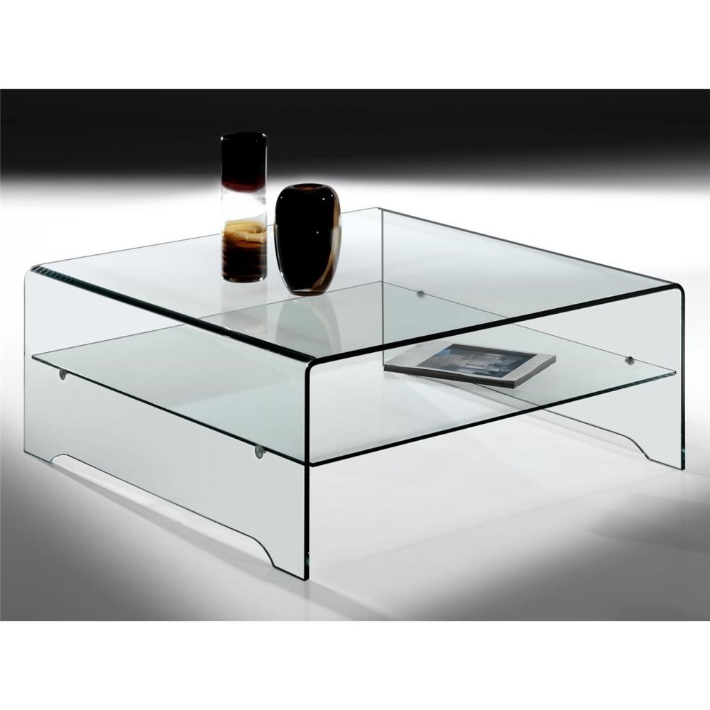 Mesa de centro de cristal curvado, ideal para colocarla delante de